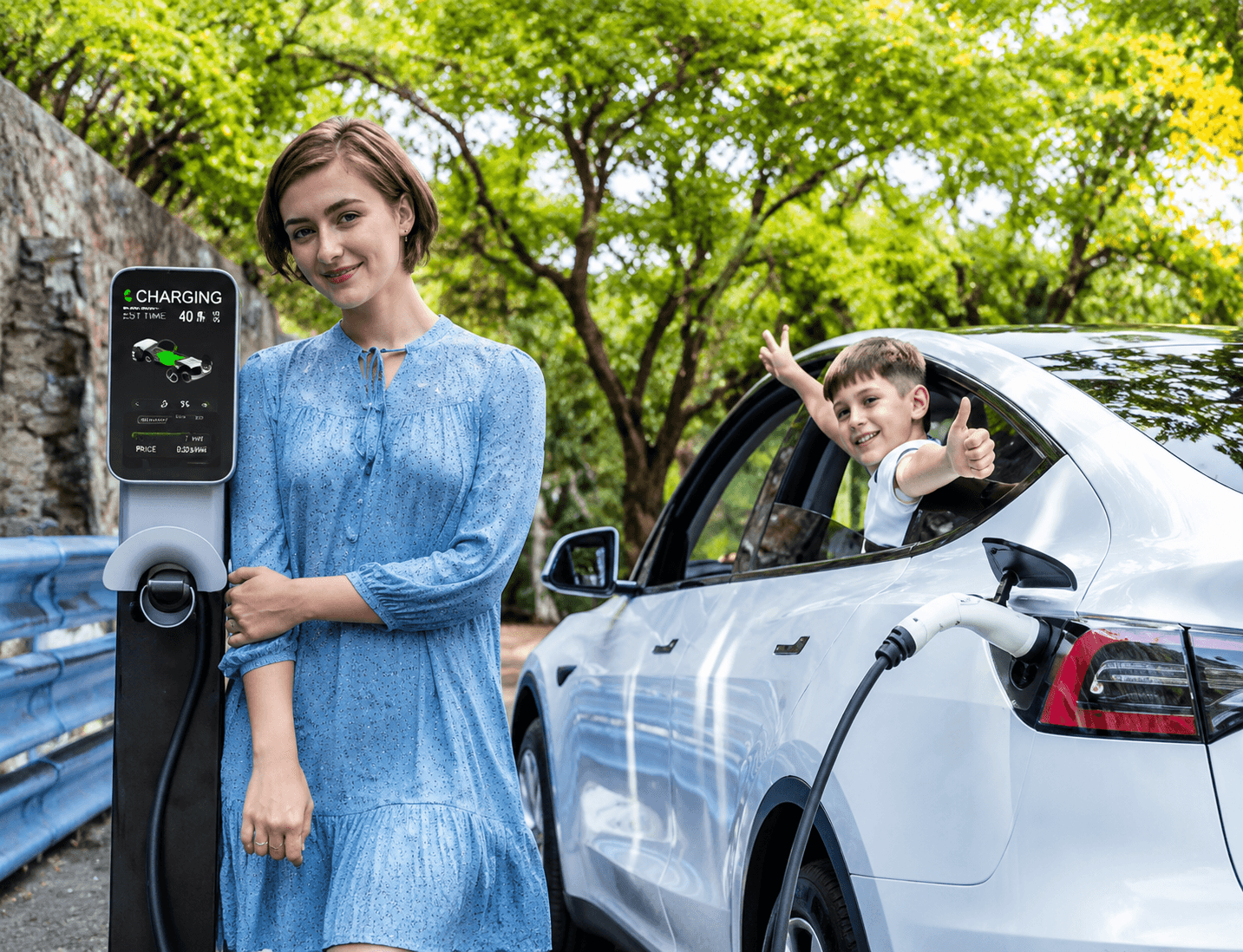EV owners talking beside their cars